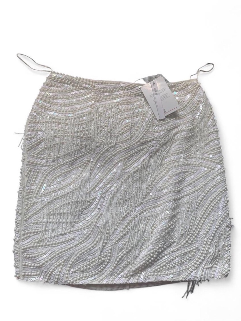 ASOS White Beaded Sequin Mini Skirt